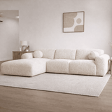 Hjørnesofa beige bouclé stof - 292x169 cm - Shane - venstre