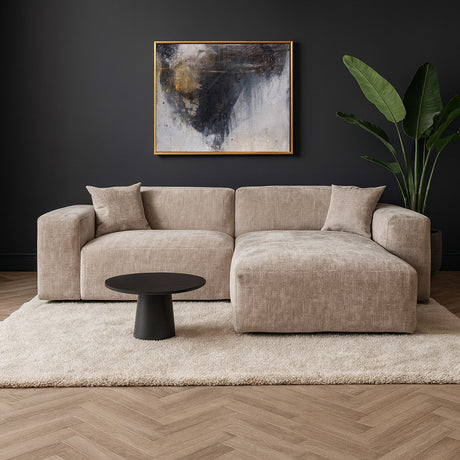 Hoekbank beige chenille Wayne 260 cm - hoek links en rechts monteerbaar