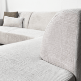 Hjørnesofa med chaise longue beige chenille stof Manon - højre 