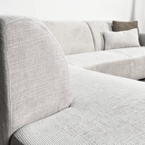 Hjørnesofa med chaiselong beige chenille stof Manon - venstre 