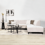 Hjørnesofa med chaise longue beige chenille stof Manon - højre 