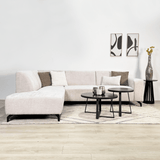 Hjørnesofa med chaiselong beige chenille stof Manon - venstre 