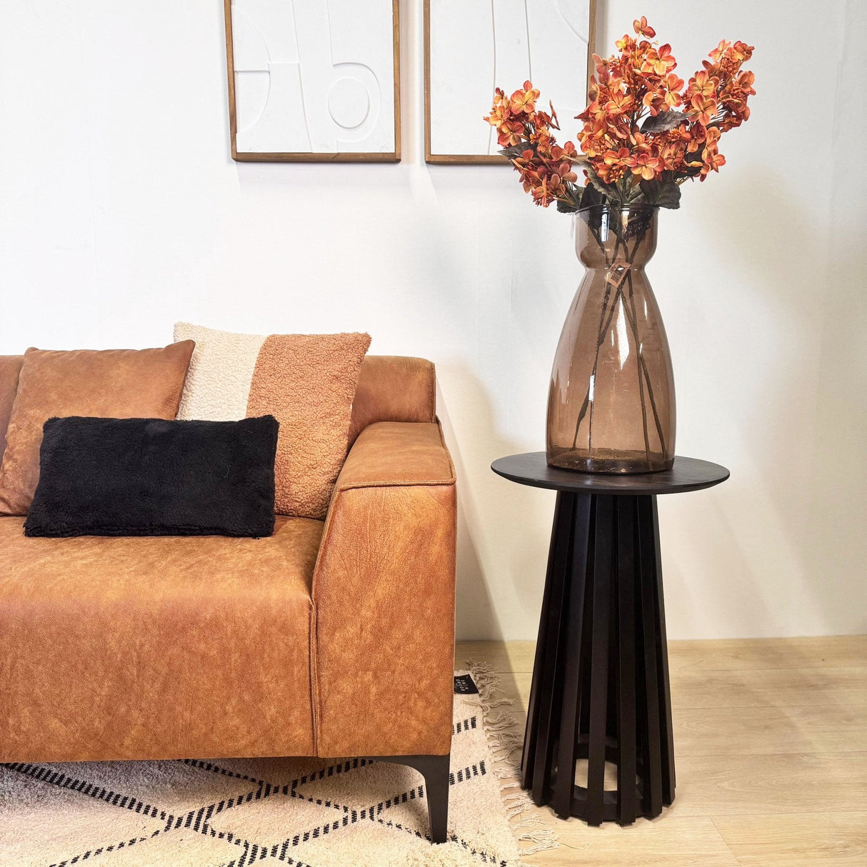 Hjørnesofa Davidson Mikrofiber Cognac med kompakt lounge - Venstre 