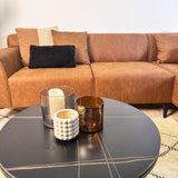 Hjørnesofa Davidson Mikrofiber Cognac med kompakt lounge - Højre 