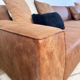 Hjørnesofa Davidson Mikrofiber Cognac med kompakt lounge - Højre 