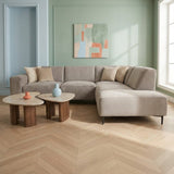 Hjørnesofa grå chenille quiltet Ravi – højre 