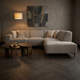 Hjørnesofa grå chenille quiltet Ravi – højre 