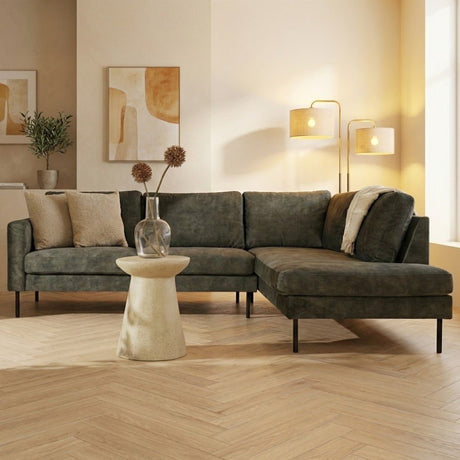 Hjørnesofa grøn velour Gaya - højre 