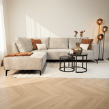 Hjørnesofa med chaise longue beige chenille Yara - venstre 