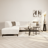 Hjørnesofa med chaiselong beige chenille stof Manon - venstre 