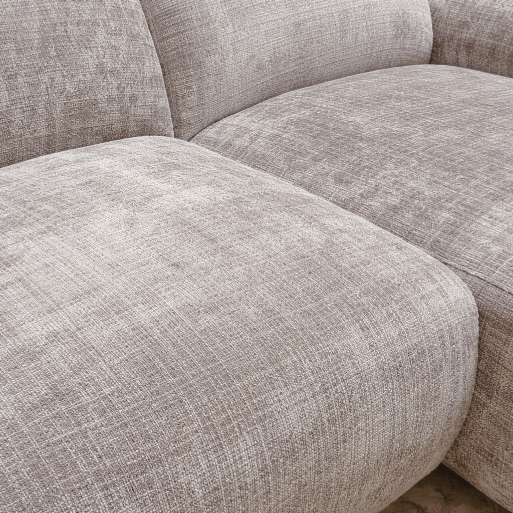 Hoekbank met lounge beige chenille stof Shane - rechts