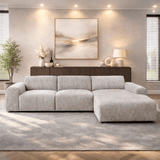 Hoekbank met lounge beige chenille stof Shane - rechts