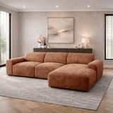 Hoekbank met lounge koper chenille stof Shane - rechts