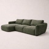 Hoekbank chaise longue olijfgroen structuurstof Dwayne - links