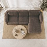 Banken - Hoekbank ronde longue mokka bruin velvet structuurstof Dwayne - rechts - Dimehouse