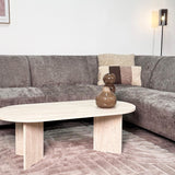 Hjørnesofa med chaiselong taupe chenille stof Manon - højre 