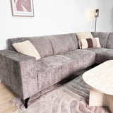 Hjørnesofa med chaiselong taupe chenille stof Manon - højre 