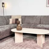 Hjørnesofa med chaise longue taupe chenille stof Manon - venstre 
