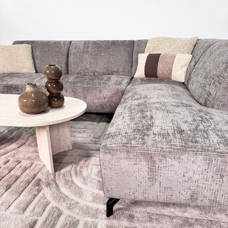 Hjørne sofa manon med chaise longue på højre chenille taupe