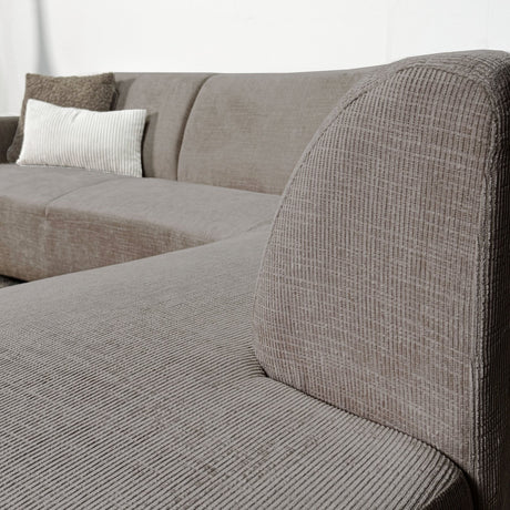 Hjørne sofa manon med chaise longue på højre chenille taupe
