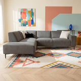 Hjørnesofa taupe chenille mønstret Ravi – venstre 