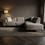 Lænestue i taupe chenille med mønster Ravi – højre 