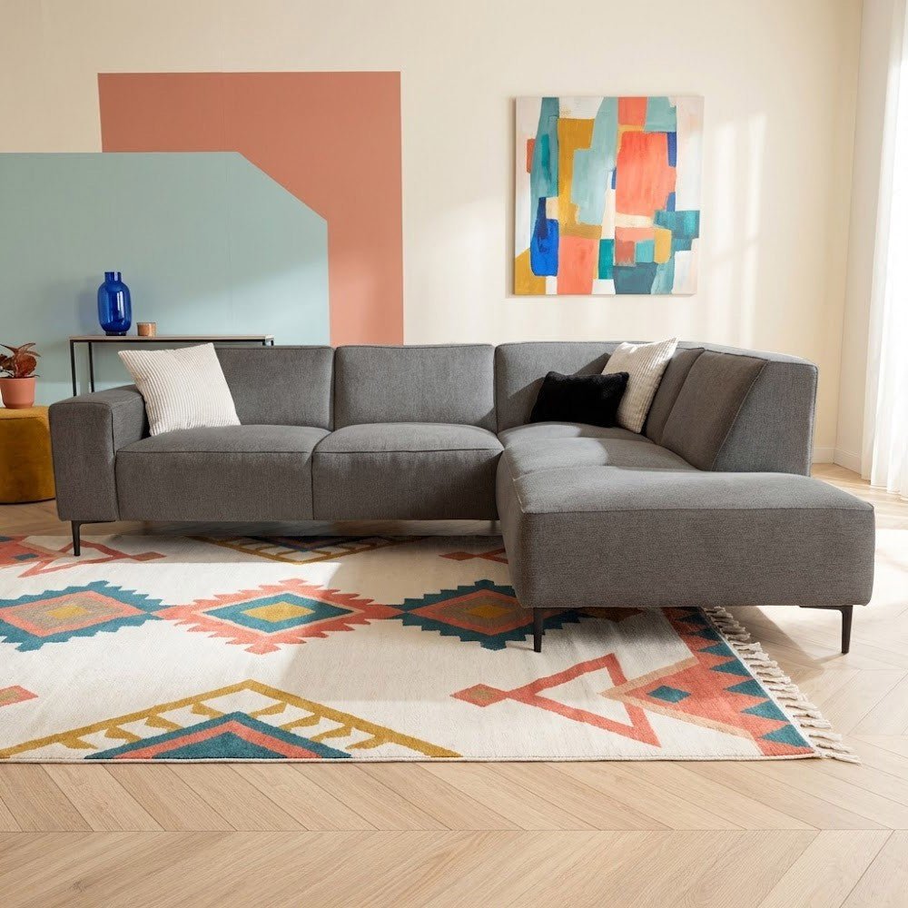 Lænestue i taupe chenille med mønster Ravi – højre 