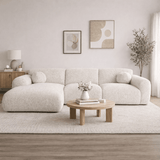 Hjørnesofa beige bouclé stof - 292x169 cm - Shane - venstre