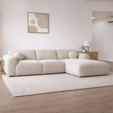 Hoekbank beige chenille stof met lounge Shane - rechts