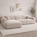 Hoekbank  beige chenille stof - 292x169 cm - Shane - links