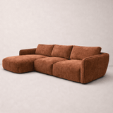 Hoekbank chaise longue koper structuurstof Dwayne - links
