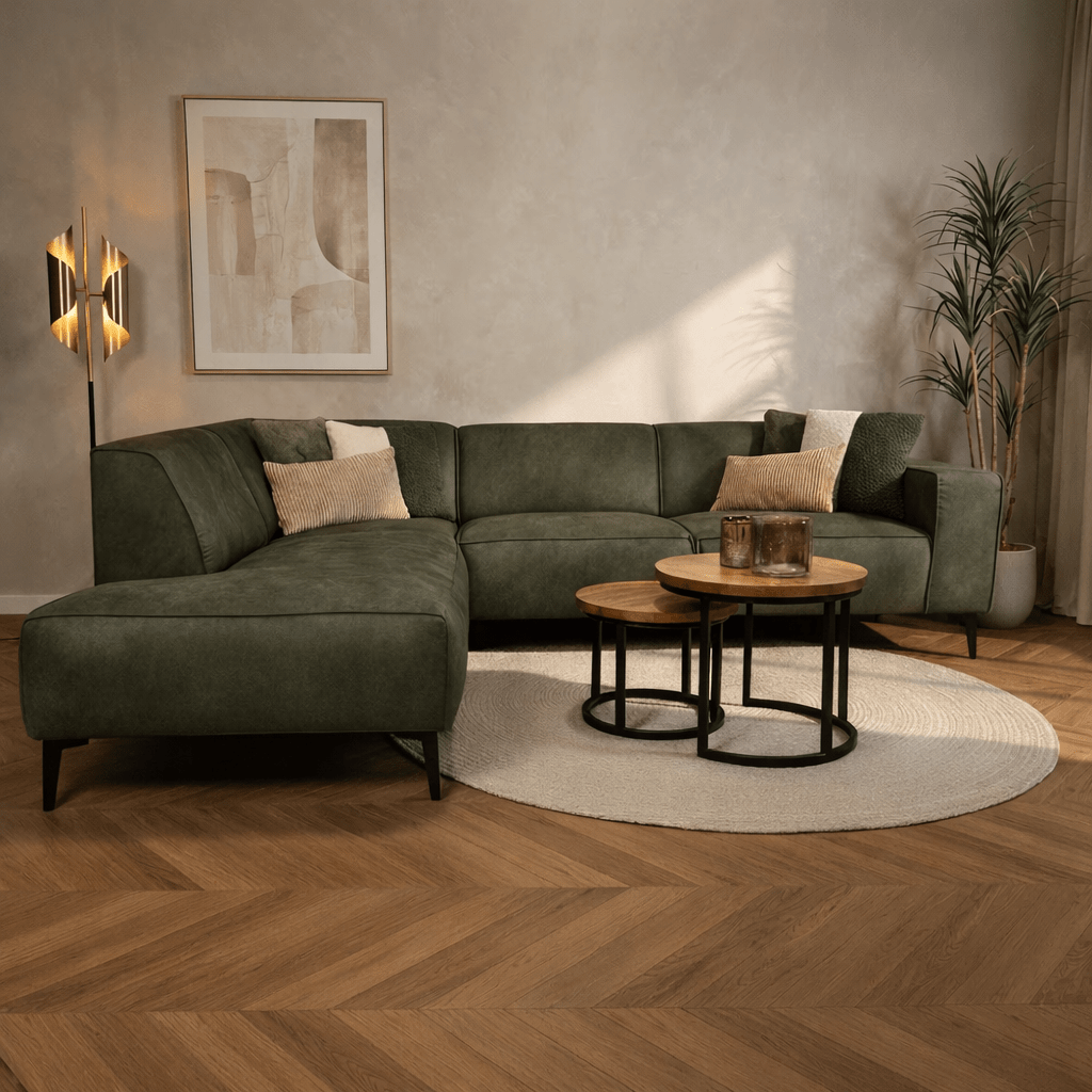 Industriel hjørnesofa cognac eco-læder Brisbane - venstre 