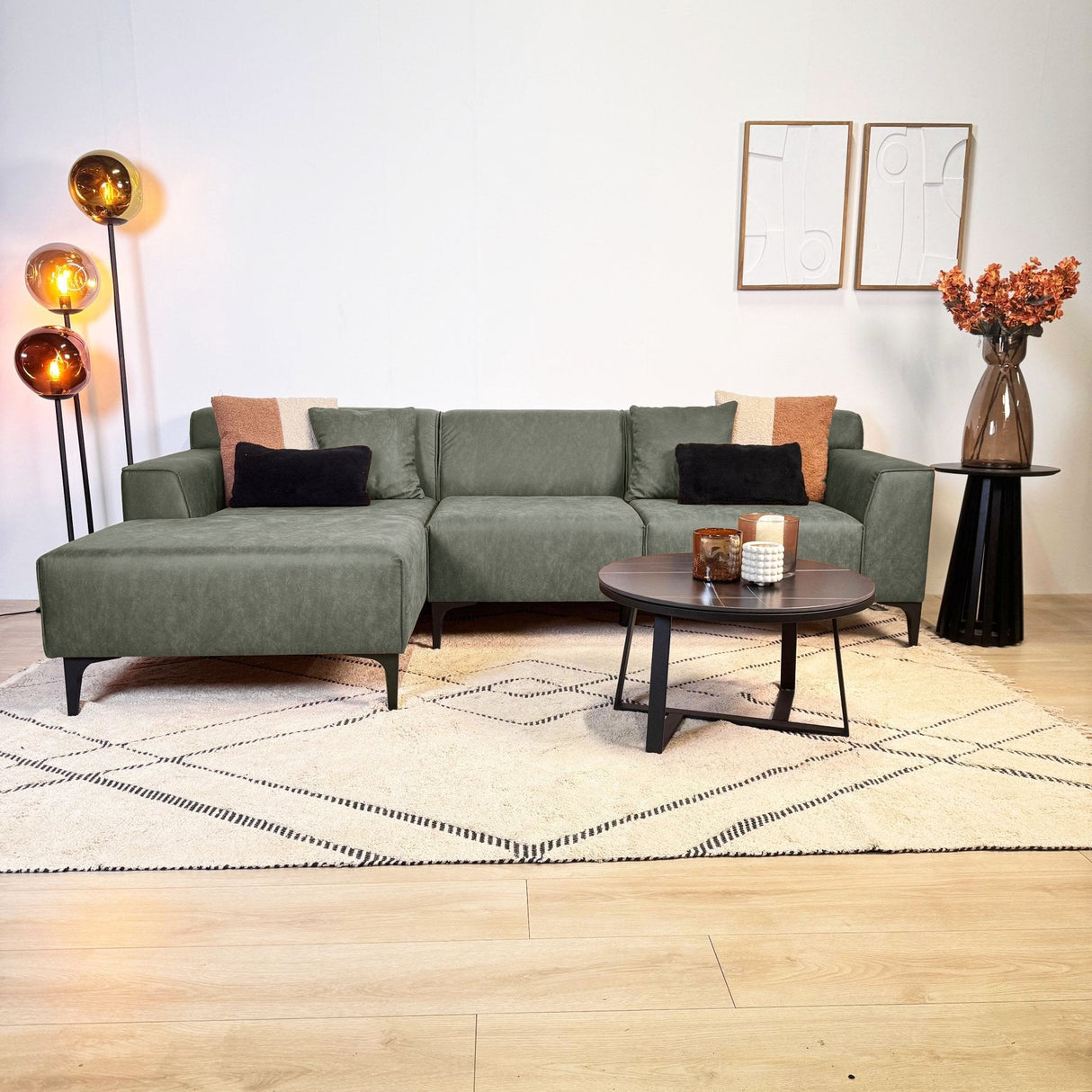 Hjørnesofa Davidson Grøn Venstre - Mikrofiber Stof 