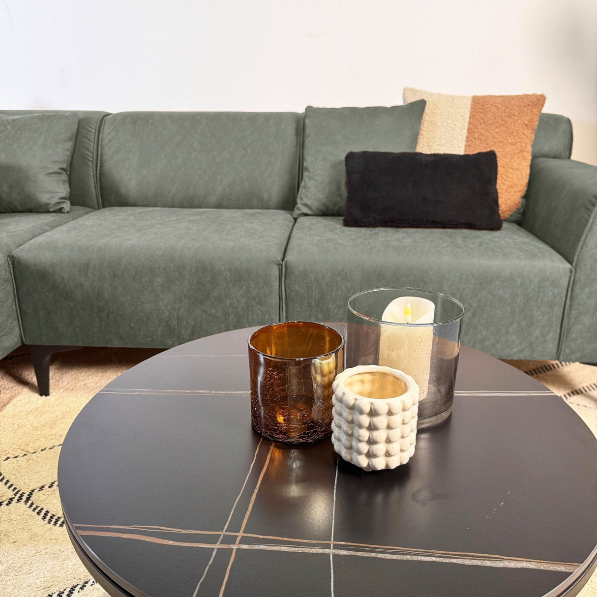Hjørnesofa Davidson Grøn Venstre - Mikrofiber Stof 