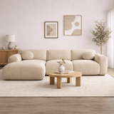 Hjørnesofa sand bouclé stof - 292x169 cm - Shane - venstre