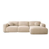 Hjørnesofa sand bouclé stof - 292x169 cm - Shane - højre