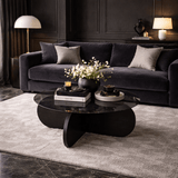 Salontafels - Ronde salontafel Aris zwart melamine en rookglas 75 cm - Dimehouse