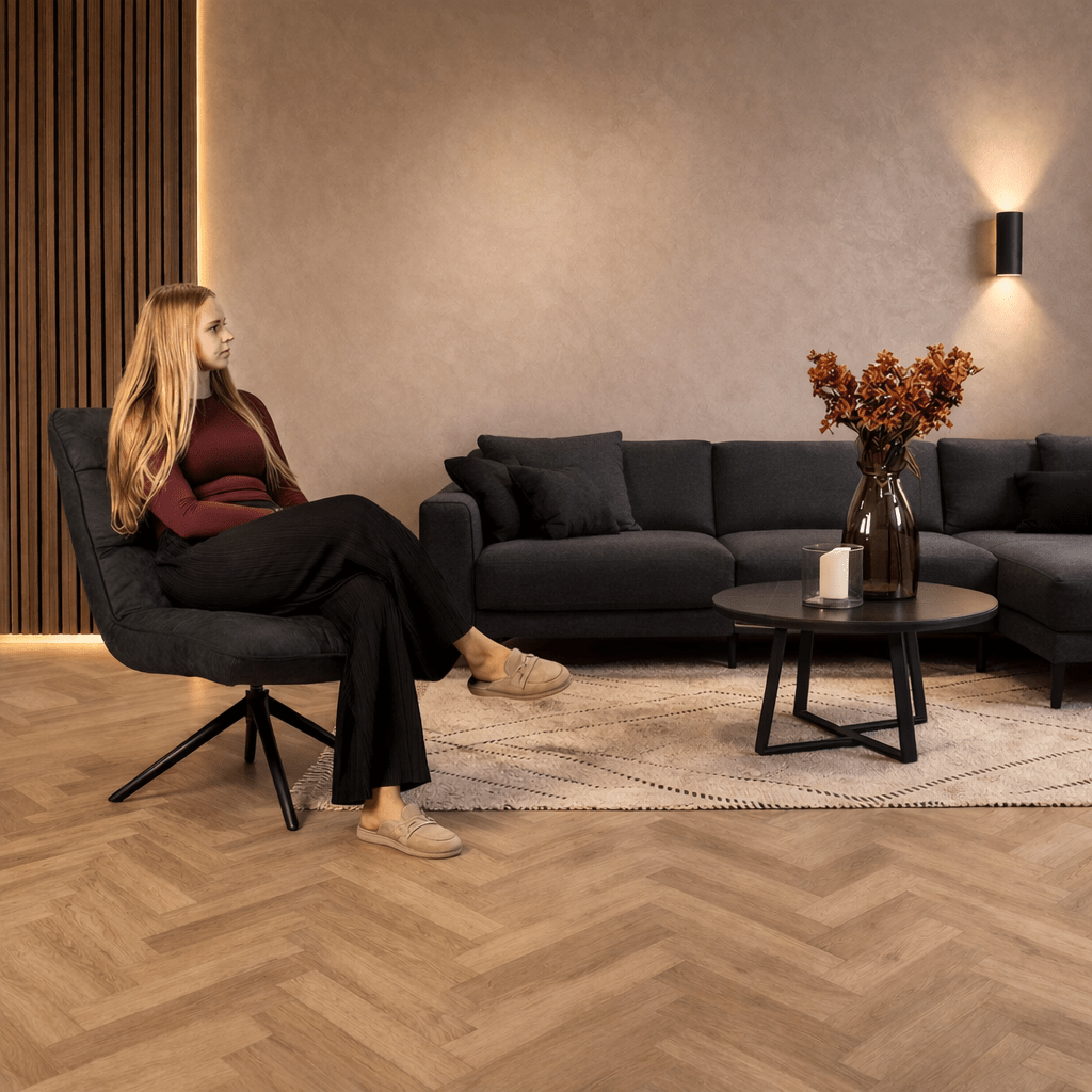 Fauteuils - Industriële draaifauteuil antraciet eco - leer 360° draaibaar Yuki - Dimehouse