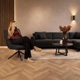 Fauteuils - Industriële draaifauteuil antraciet eco - leer 360° draaibaar Yuki - Dimehouse