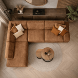 Banken - Industriële hoekbank cognac eco - leer Brisbane - links - Dimehouse