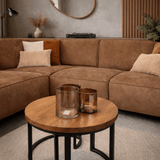 Banken - Industriële hoekbank cognac eco - leer Brisbane - links - Dimehouse
