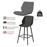 Barkrukken - Beau Barkruk Lichtgrijs Chenille Stof - 67 cm Zithoogte - Zonder Armleuningen - Dimehouse