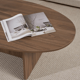 Salontafels - Kiezelvormige salontafel Walnoot Japandi - 120 x 60 cm - Baro - Dimehouse