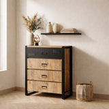 Kommode Cosmo Atlantic Pine Black Melamin