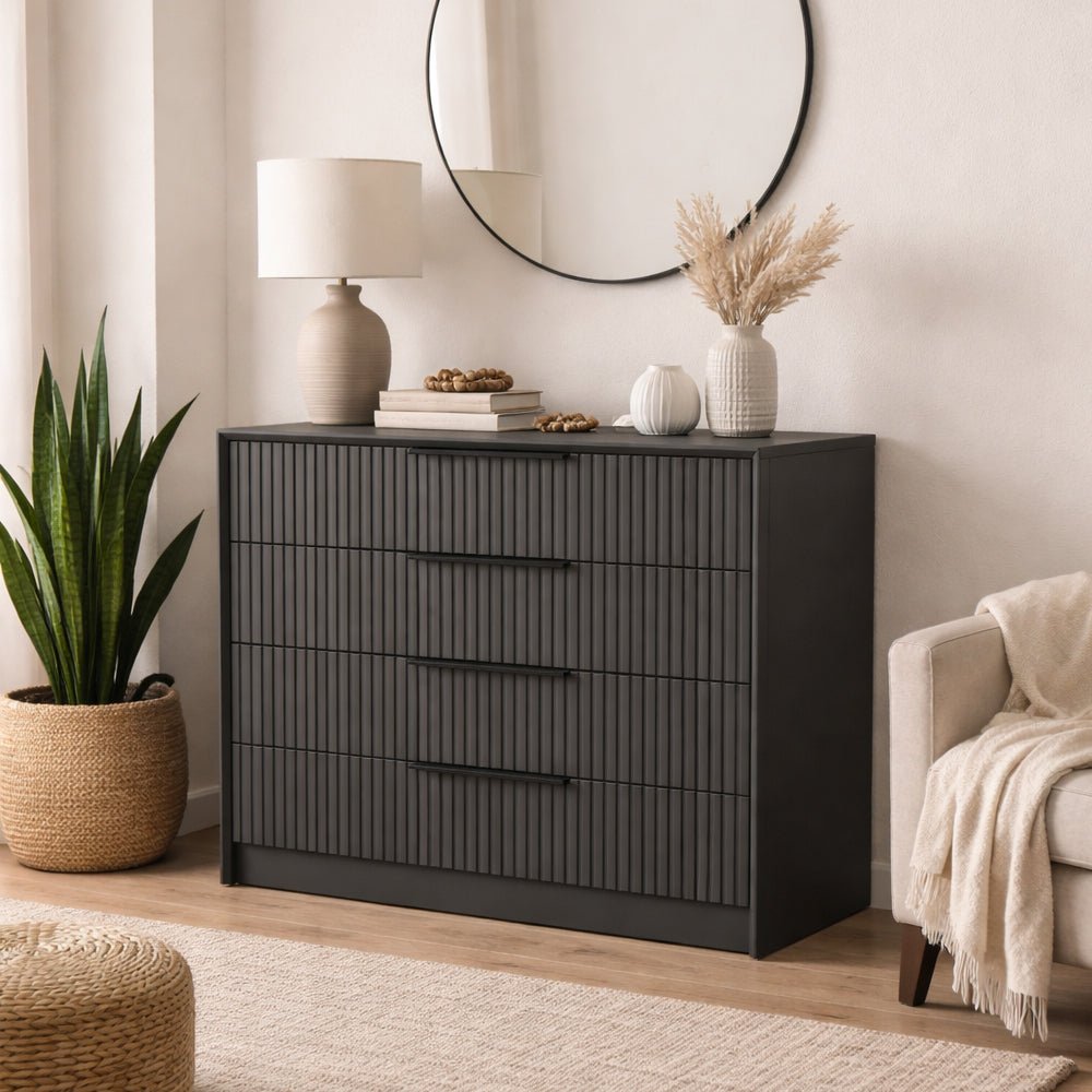 Ladekasten - Ladekast Kale Luxe Antraciet Melamine 100x85x45 cm - Dimehouse