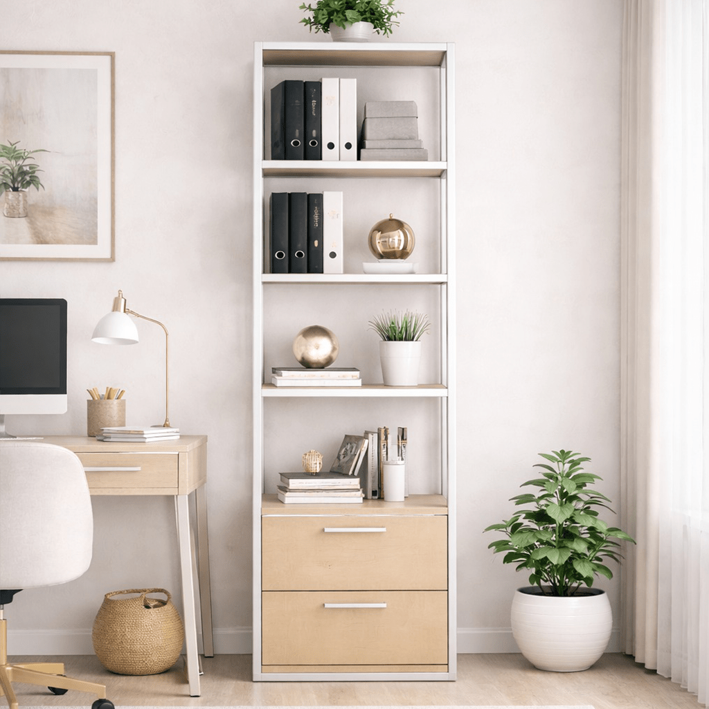 Boekenkasten - Boekenkast Robbins White Wit Eik Melamine 39x160x39 cm - Dimehouse