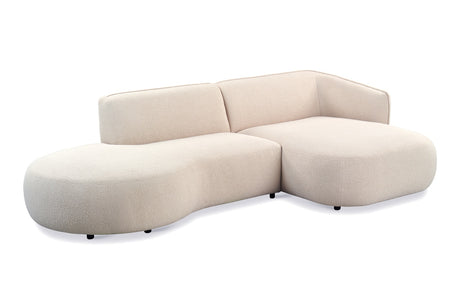 Hjørnesofa Sophie Højre Bouclé Beige - Chaiselong + Ottoman 