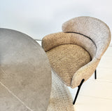 Spisestuestol Bouclé Beige - Japandi - runde former - Lola