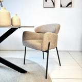 Spisestuestol Bouclé Beige - Japandi - runde former - Lola