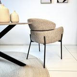 Spisestuestol Bouclé Beige - Japandi - runde former - Lola
